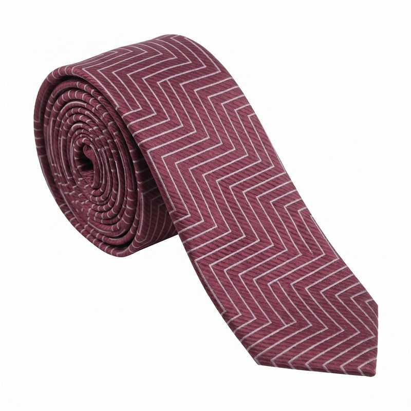 Emporio Armani Silk Burgundy Chevron Tie Made Italy